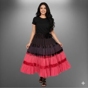 Tiered Dip Dyed Maxi Skirt